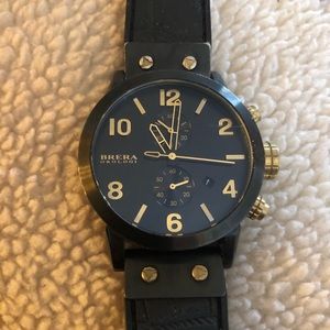 Brera black large faced watch